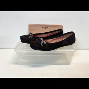 ALAIA Pony Hair Ballerina / ballet flat shoes bow+ 2 Bags| Black-brown spot US 7